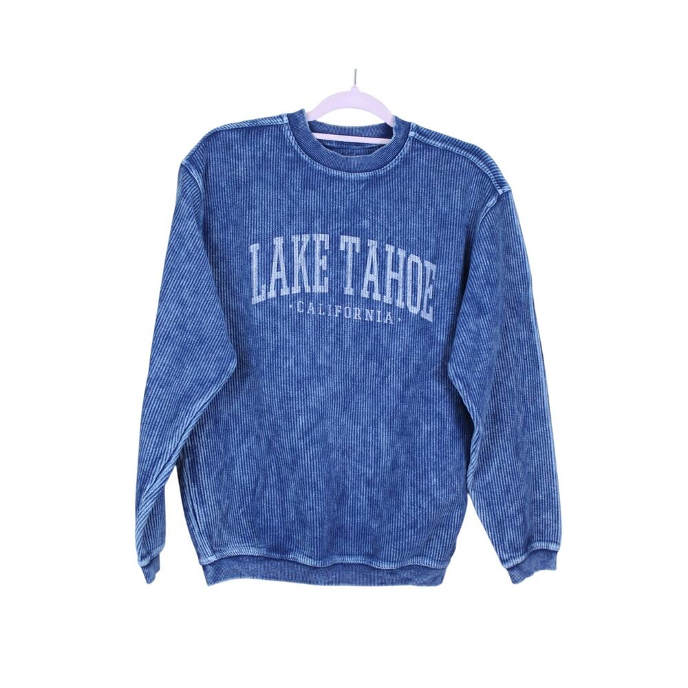 Yesterday's Sportswear Blue Lake Tahoe California Textured Sweatshirt Top XS